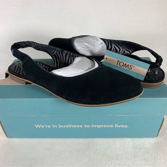 NIB TOMS Women’s Julie Slingback Flat in Black Suede Size 8.5 - Picture 1 of 11